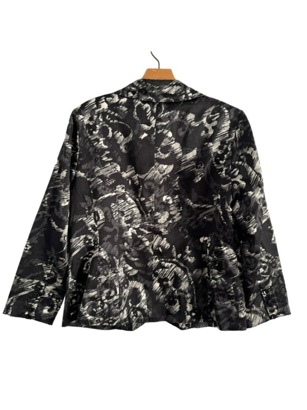 Chicos Silk Blend Blazer Size Large Black Multi Jacket Blazer - Picture 8 of 12